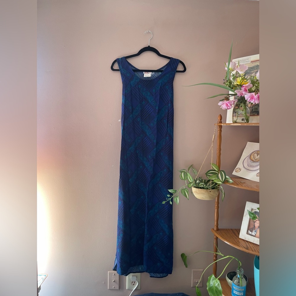 Vintage 90’s Bandana Print Blue Maxi Dress